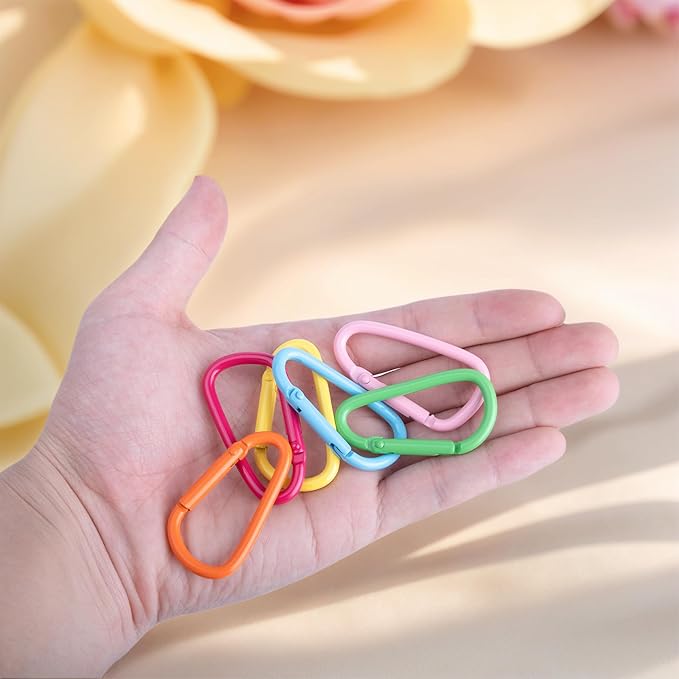 Colorful D Spring Carabiners Keychain Clip,D Spring Clip Aluminum Hook Accessories Snap Link Key Chain Ring Hook