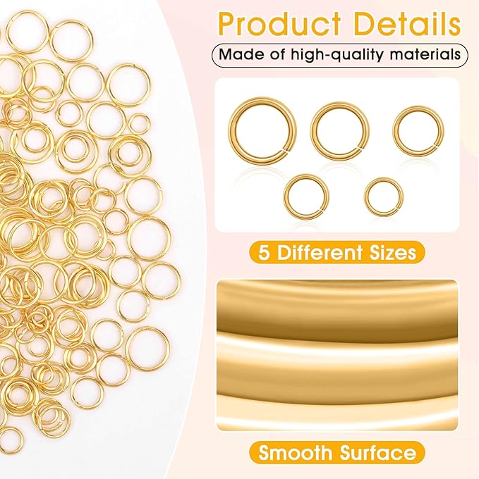 4600Pcs Gold Jump Rings with Jump Rings Open/Close Tools for Jewelry Making and Necklace Repair (Assorted Sizes)