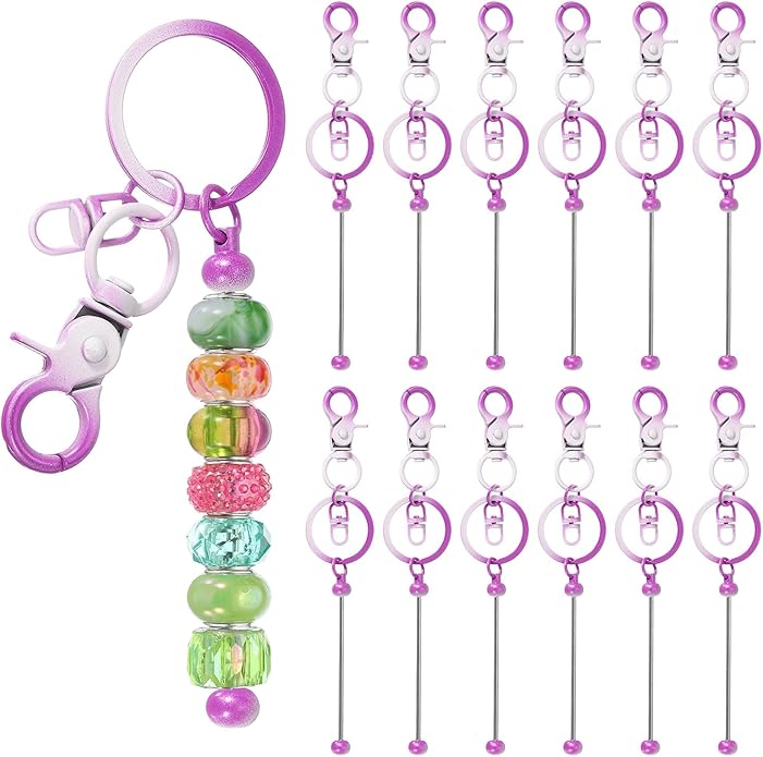 uxcell Beadable Keychain, Keychain Making Supplies, Blank Bead Metal Chain Bars for DIY Crafts Jewelry Making Gift