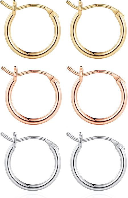 M MOOHAM 14K-Gold-Plated Hoop Earrings for Women - Hypoallergenic 14K Gold 925 Sterling silver-plated Post Sensitive Ears Nickel Free Hoops Earrings Set for Women Jewelry Lightweight 13-60mm