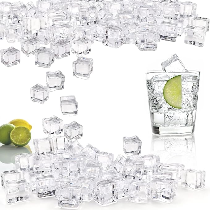 Fake Ice Cubes, 100pcs 15 mm Fake Ice, Artificial Acrylic Crystal Diamonds, Acrylic Ice Rocks, Vase Filler for Decoration Ice for Photography