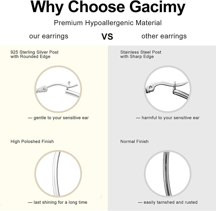 Gacimy Gold Hoop Earrings for Women 14K Real Gold Plated Hoops with 925 Sterling Silver Post