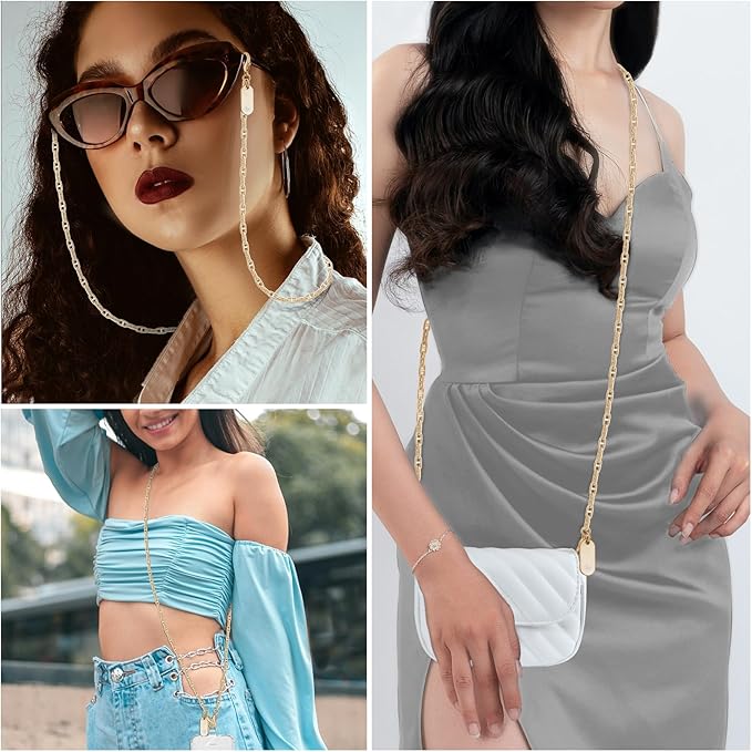 UKON Phone Chain Crossbody Cellphone Lanyard Fashion Phone Strap Lightweight Crossbody lanyard with 2xTPU Tether Tab for Women Shopping Traveling Party（gold）