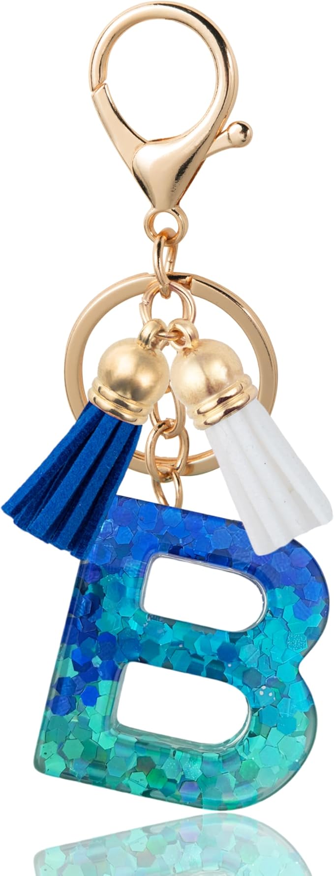 Initial Letter Keychain Cute Resin with 2 PU Tassel, Letter Keychain for Backpack Charms, Initial Keychains for Women