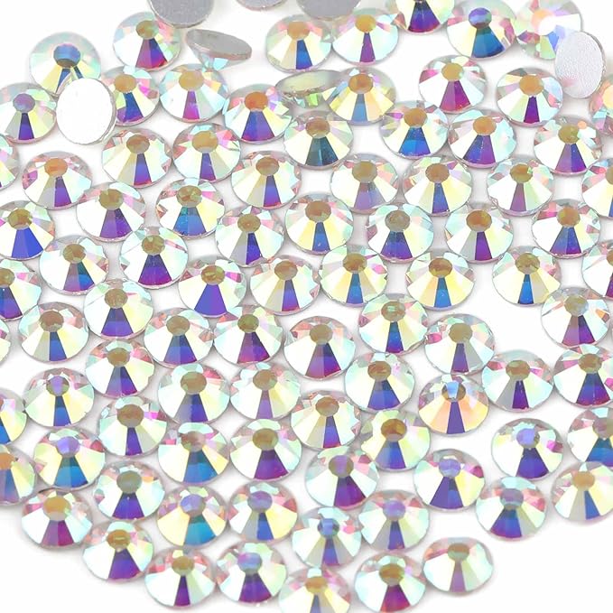 Beadsland 2880pcs Flat Back Crystal Rhinestones Round Gems for Nail Art and Craft Glue Fix, Crystal AB,SS4,1.5-1.7mm