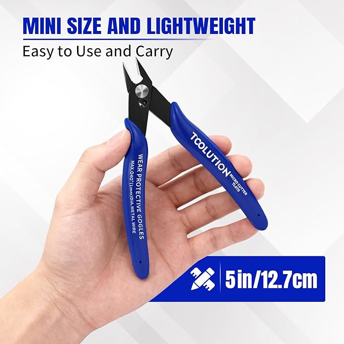Small Wire Cutters Electrical - 2 Pack Micro Flush Cutter for Jewelry Making - Mini Snips Diagonal Cut Pliers for Zip Tie Crafts - Wire Nippers for Plastic Model Clippers