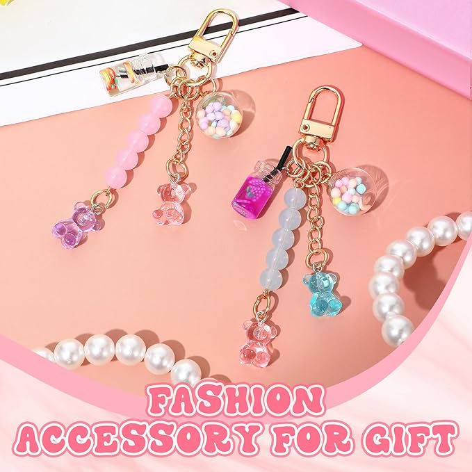 Ecally Cute Resin Bear Keychain Macaron Bear Keychains Candy Pendant Jewelry Gift Bag Key Ring Accessories for Girl Women