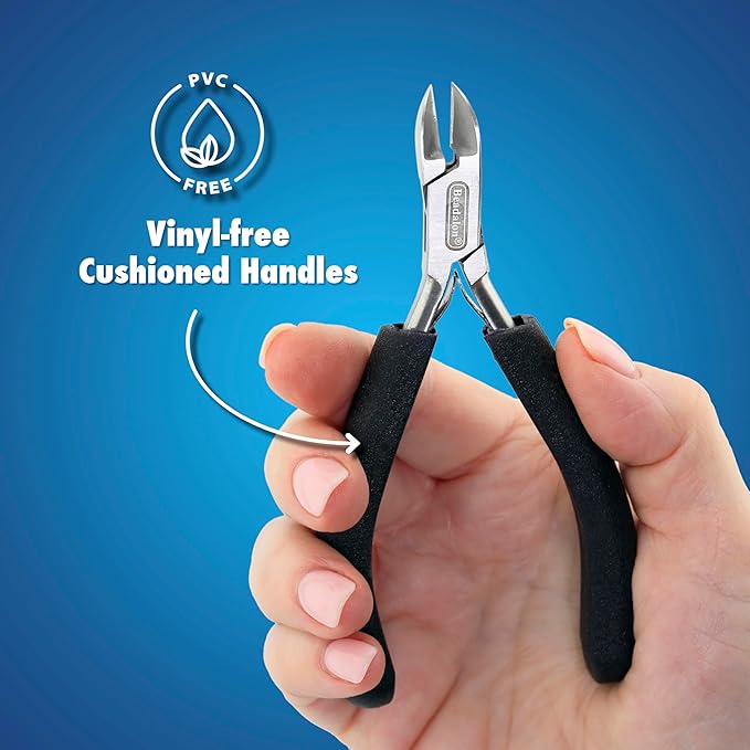 Beadalon Designer Series Chain Nose Pliers, Black Vinyl-Free Grips, Stainless Steel, Box Joint, Double Leaf Springs, 4.75 in
