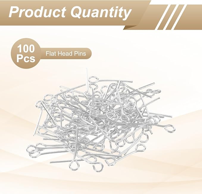 HARFINGTON 100pcs Open Eye Head Pins 0.79" 20mm Mini Metal Wire Eye Pins Beading Small Needles Bulk for Earring Pendant Necklace Bracelet Charm Jewelry Making Findings DIY Craft, Silver Tone