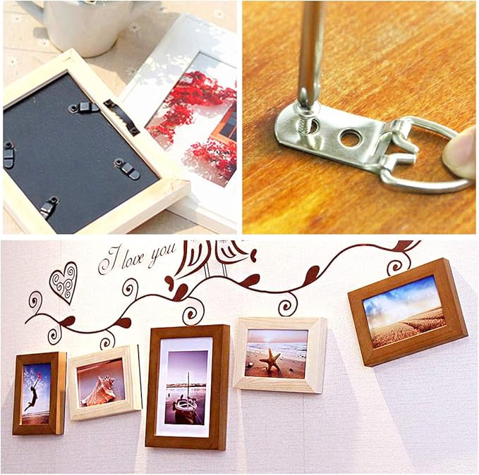 Swpeet 415Pcs Picture Hangers Kit with Screws, Heavy Duty Assorted Picture Hangers Assortment Kit for Picture Hanging Solutions with Transparent Box - 7 Models