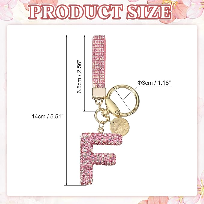 PATIKIL Initial Letter Keychain, Cute Sparkly Rhinestone Key Chain Alphabet Charm for Car Keys Handbags Purse