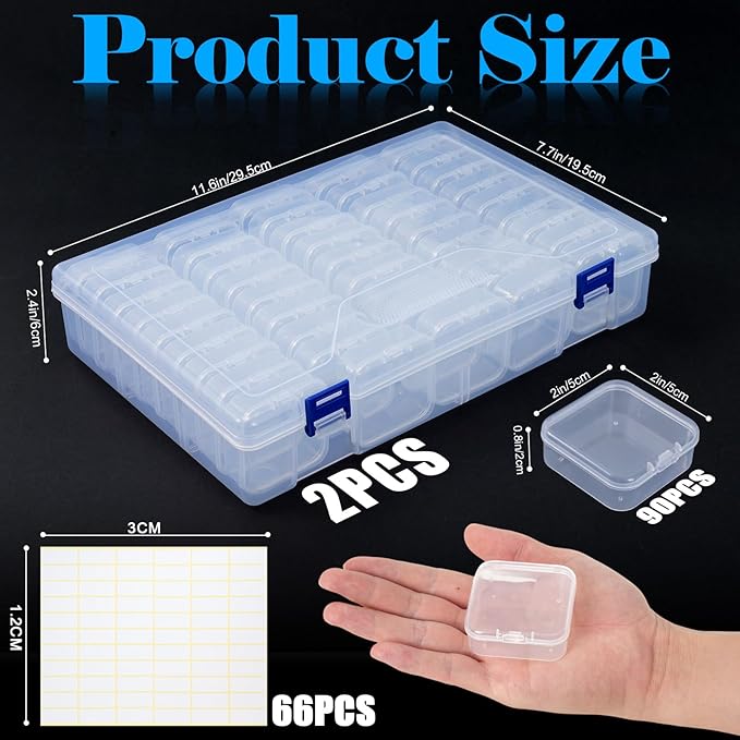 FDKYOEK 92 PCS Bead Organizer Box, Plastic Bead Storage Containers, Clear Beads Case Storage Organizer for Jewelry Making Small Craft Diamond Art Accessories