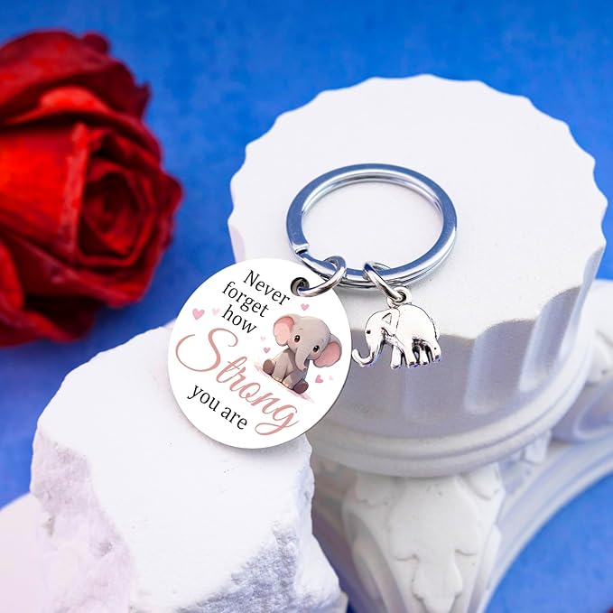 Elephant Gifts For Women Cute Elephant Keychain Inspirational Gifts For Women Strong Woman Gift For Her Motivational Uplifting Gift For Elephants Lovers Birthday Christmas