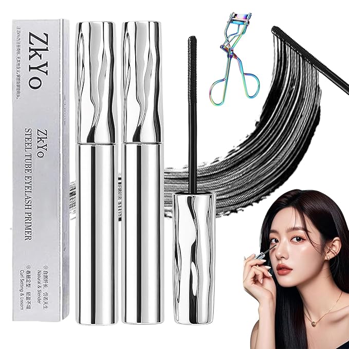 Zkyo Steel Tube Eyelash Prime𝐫, Eyelash Primer,Tubular Eyelash Primer,WaterproofLong Curling Mascara,Natural And Non-Smudged, Hydrofix Fiber Mascara (2)