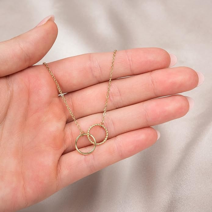 Suavell Best Friend Necklaces: Interlocking Circle Open Circle Ster Sterling Silver Chain Necklaces | Friendship Gifts, Birthday Gift Ideas
