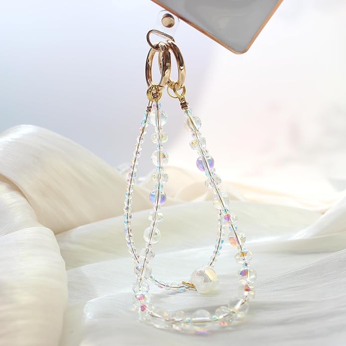 Phone Wrist Strap,Crystal Phone Chain Wristlet,Bracelet Wrist Lanyard,Cute Beaded Bag Charms,Decorative Purse Chain