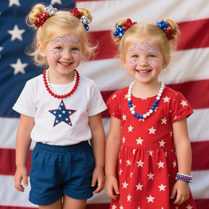 Red White and Blue Face Glitter,4th of July Hair Glitter for Kids,Fourth of July Patriotic Face Glitter,Sparkle Festival Sparkling Body Glitter Makeup,4th of July Outfits for Women Accessories,50ml