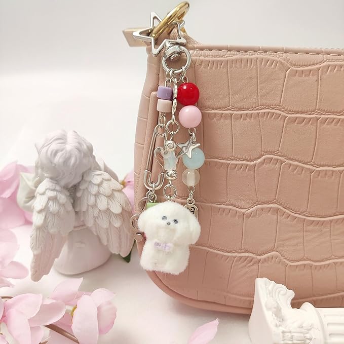 Cute Keychain Aesthetic Y2K Keychain Accessories Heart Butterfly Strawberry Bear Key Chain for Keys Bags Women Gifts