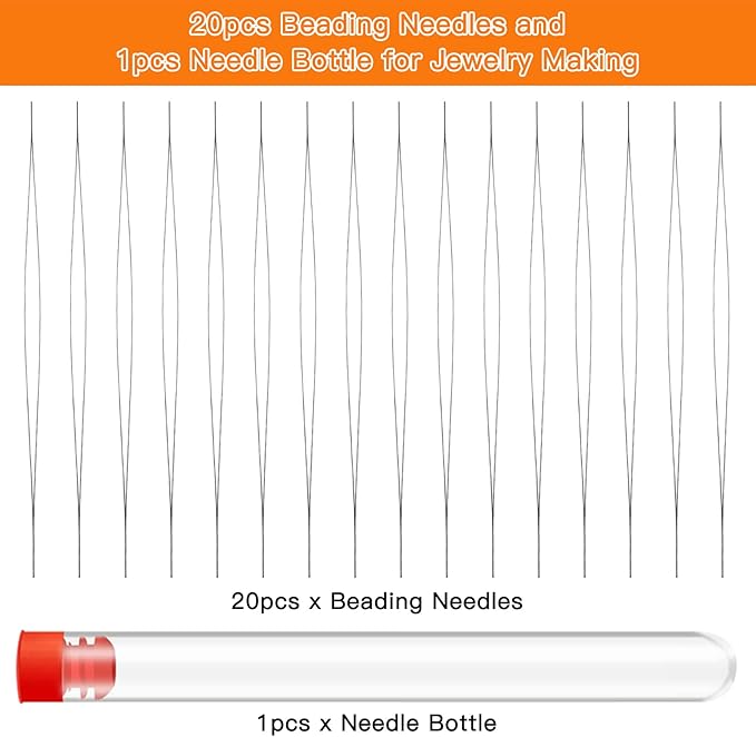 20pcs Pieces Beading Needles,Seed Beads Needles Big Eye Beading Needles Beading Embroidery Needles Long Straight Beading Thread Needles with Needle Bottle for DIY Jewelry Making(5.04inch)