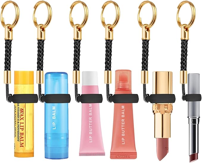 Lip Balm Holder Key Chains Cap For ChapStick,Lip Gloss Lipstick Holder KeyChain, Christmas Gifts Stocking Stuffers