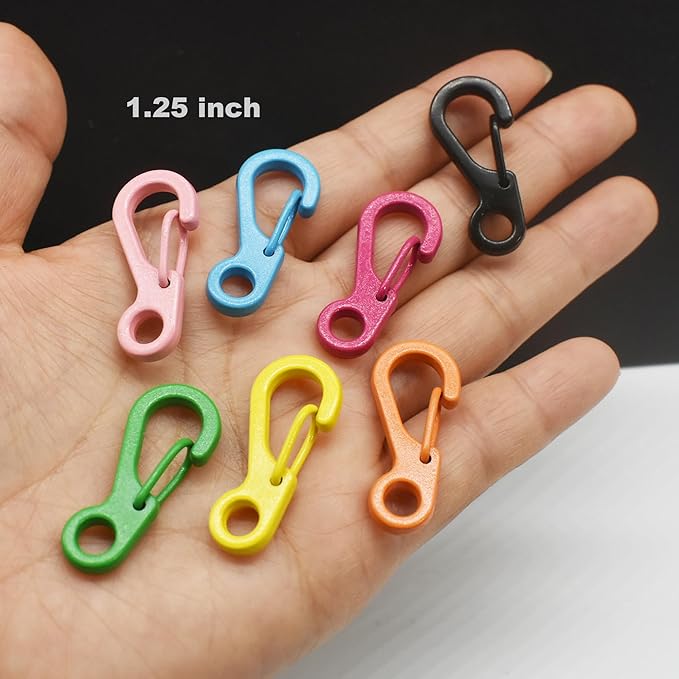 Mini Carabiner Clips with Metal Spring Wiregate Hook and Little Eye Hole for Keychain Backpack Clasps