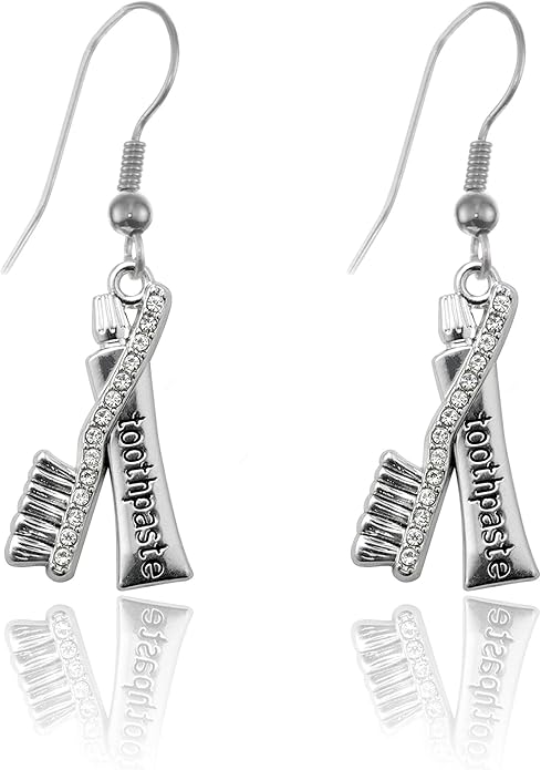 Inspired Silver - Silver Customized Charm French Hook Drop Earrings with Cubic Zirconia Jewelry