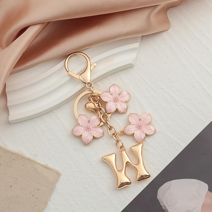 Snycler Bubble Initial Keychain Graceful Flower for bags car remote–A-Z Letter Charms for Women