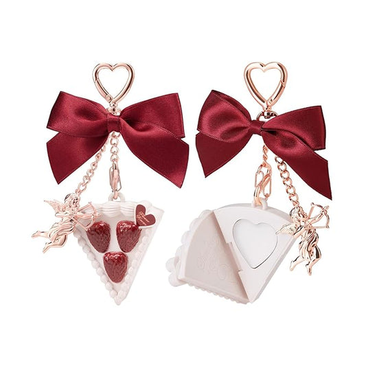 Flower Knows Strawberry Cupid Solid Perfume,Cake Bag Charms,Portable Travel Perfumes,Long Lasting Fragrances,2-in-1 Red Cute Keychain Purse for Women,Girls&Bow Lovers Gift,0.11 oz(Cream Gardenia)