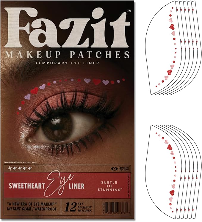 Fazit Makeup Patches - Sweetheart Wing Eyes - Glow Up Make-Up Patches - Cute Glitter Makeup Accessories for Women - Cosmetic Glitter for Face