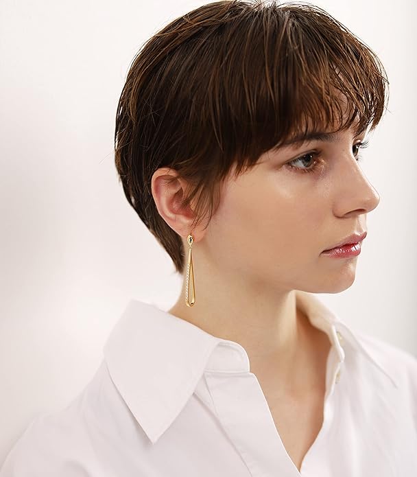 OZEL 14K Gold & Silver Plated Paperclip Chain Earrings with Cubic Zirconia – Dangle, Hoop, Huggie, Stud Styles – Women’s Fashion Jewelry Gift