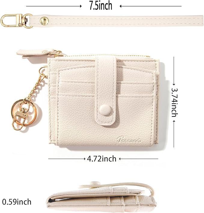 Keychain Wallet Wristlet Small Credit Card Holder Bracelet Key Chain Purse Bangle Tassel Beads Key Rings for Women