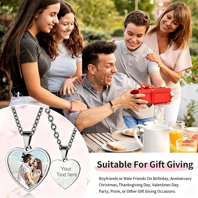 CLYLIFE Picture Necklace Personalized Photo,Custom Disc/Heart Pendant for Men Women Dad Mom Customized Necklace with Chain Photos Memorial Gifts for Mother's Day, Birthday, Anniversary