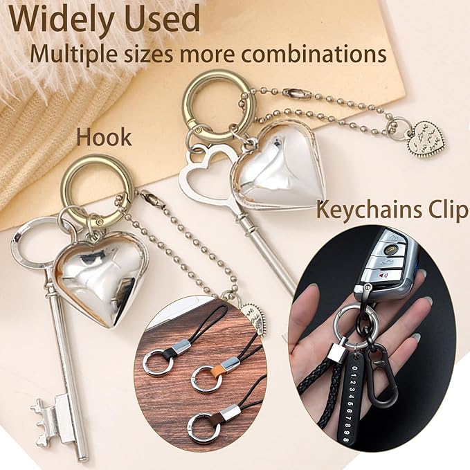 16PCS Metal Spring O Ring Set, Mixed Sizes Round Carabiner Keychain Snap Hooks for Key Rings, Bags, Dog Tags, Buckle, Paracord, Lanyards, and DIY Repair Crafts (Gold)