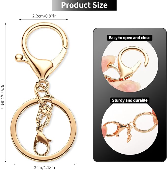 10 Pack a Set Metal Lobster Claw Clasps and Key Rings, Key Chain Accessories, Keychain Making kit for Keys, Art Crafts, Jewelry Making, Light Gold - Gunmetal