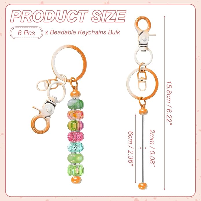 uxcell Beadable Keychain, Keychain Making Supplies, Blank Bead Metal Chain Bars for DIY Crafts Jewelry Making Gift