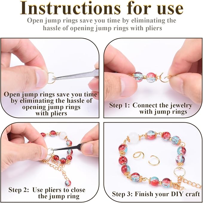 400pcs 9/32" Gold Tiny Jump Rings for Jewelry Making Replacement, Open Jump Ring Metal Jewelry Findings for Bracelets Necklaces Earrings Keychains Connectors Loops Repair Hardware