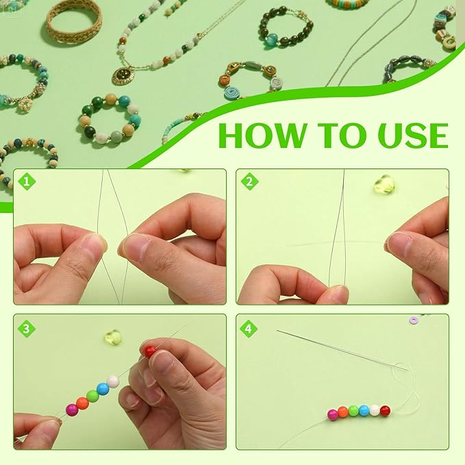 UOOU 32 Pcs Beading Needles Set, 8 Sizes Big Eye Seed Bead Needles,Twist Beading Needles, Jewelry Making Supplies Beading Needle for Jewelry Making
