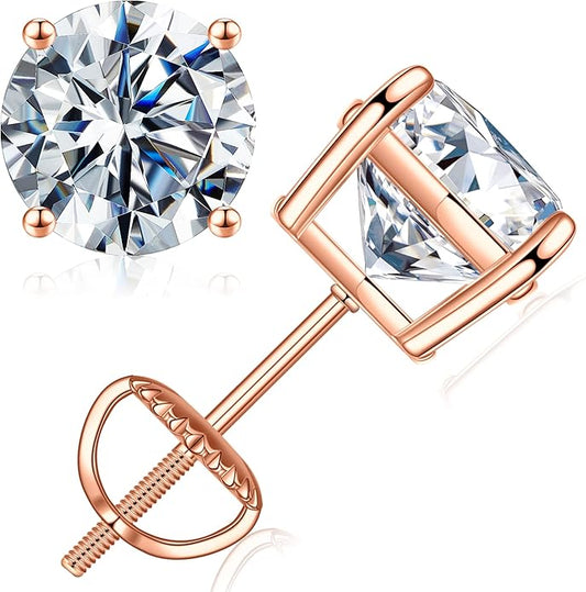 SMILEST 0.2-4ct Moissanite Screw Back Earrings, D Color VVS1 Clarity Lab Created Moissanite 14K White Yellow Rose Gold Ruthenium Vermeil 925 Sterling Silver Moissanite Earrings for Women Men Jewelry Gifts