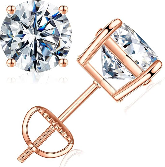 SMILEST 0.2-4ct Moissanite Screw Back Earrings, D Color VVS1 Clarity Lab Created Moissanite 14K White Yellow Rose Gold Ruthenium Vermeil 925 Sterling Silver Moissanite Earrings for Women Men Jewelry Gifts