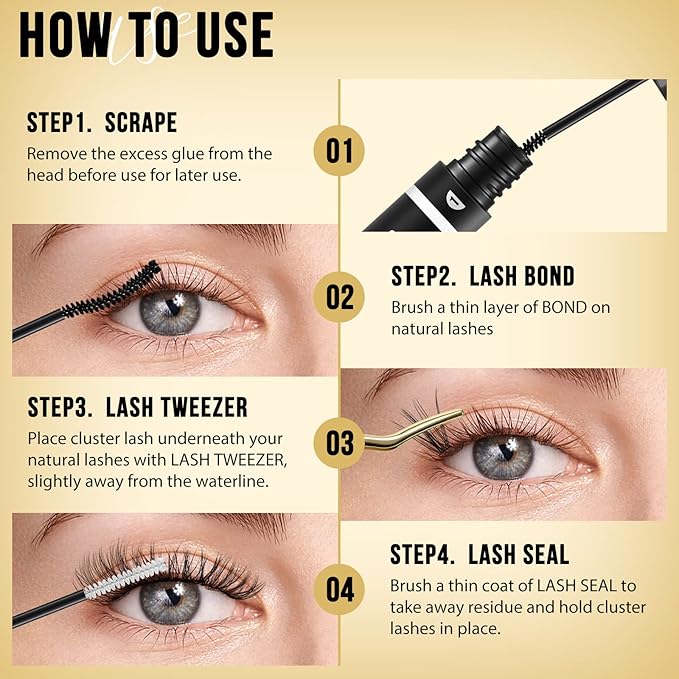 QUEWEL Lash Clusters 320Pcs Cluster Lashes 20D+30D C Curl Lash Cluster Eyelash Extensions Mix9-16mm Individual Eyelashes Clusters Wispy Lash Clusters Thin Band Soft to Use at Home(20D+30D C Mix9-16)