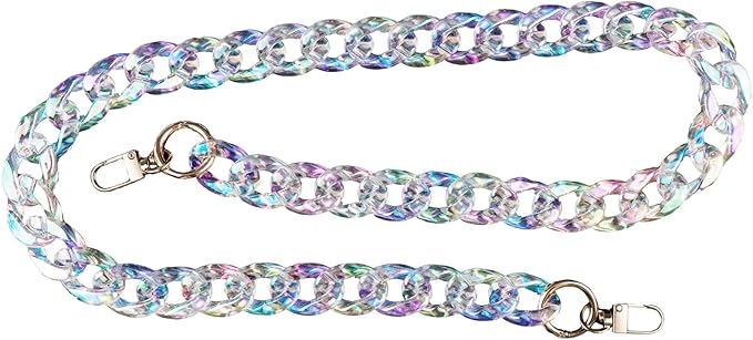 Chunky Acrylic Purse Strap Bag Chain Handle Purse Chain Replacement for Handbag Purse Shoulder Bag (Colorful Transparent,33.5")