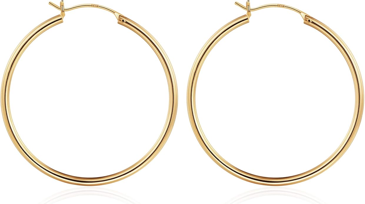 M MOOHAM 14K-Gold-Plated Hoop Earrings for Women - Hypoallergenic 14K Gold 925 Sterling silver-plated Post Sensitive Ears Nickel Free Hoops Earrings Set for Women Jewelry Lightweight 13-60mm