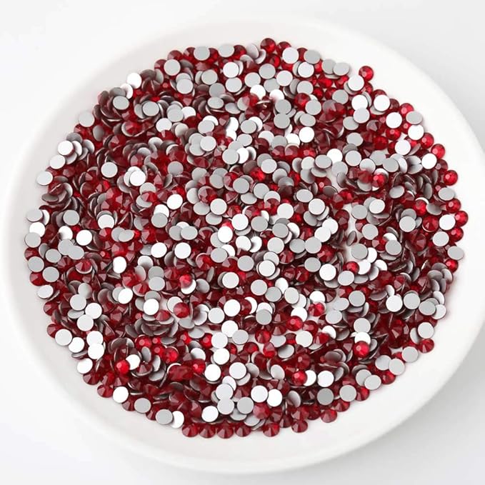 beadsland 1440 Piece Flat Back Crystal Rhinestones Round Gems,1.3mm-6.5mm,Dark Siam (SS8(2.3-2.5mm))