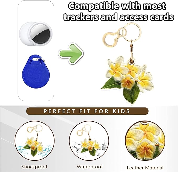 Leather Keychain Holder Case Compatible with AirTag,Cute Protective Apple Air Tag Cover with Keychain Ring,Anti-Scratch Finder GPS Tracker Case for Wallet Keys,Bag,Pets(Figure 5)