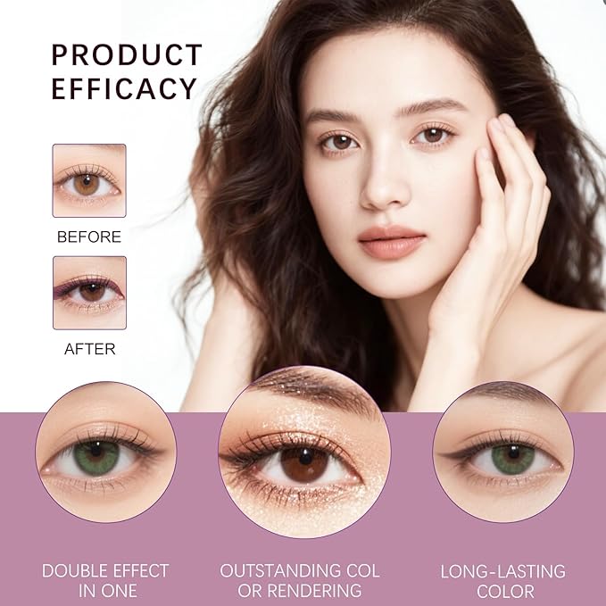 Eyeshadow Stick, Perfect Color Duo-Shadow Liner 2-in-1 Eyeliner & Eye Shadow Stick, Easily Blendable & Buildable, Waterproof, Creamy Easy-Glide, For Effortless Smoky Or Natural Eye Makeup(01+03)