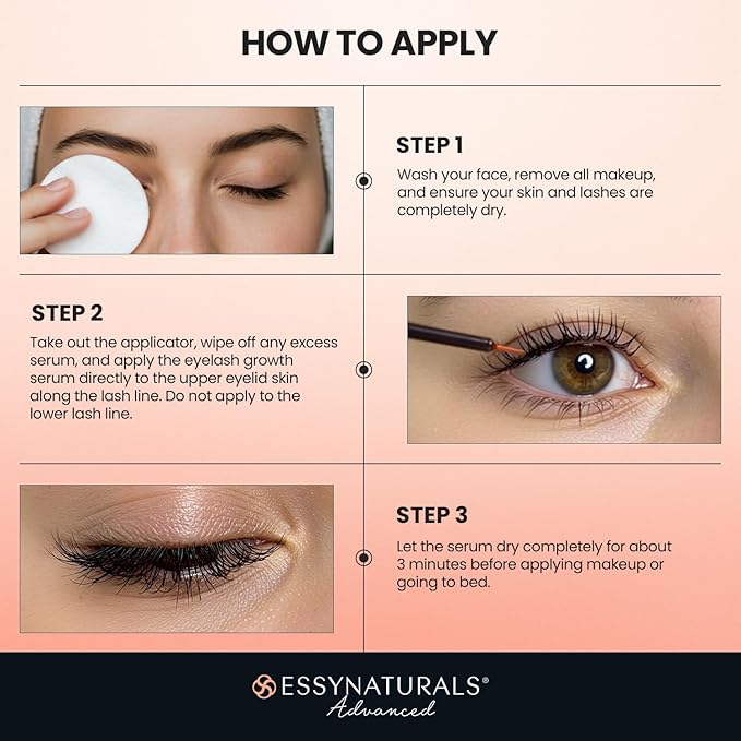 Essynaturals Premium Eyelash Growth Serum for Longer, Fuller, Thicker Lashes