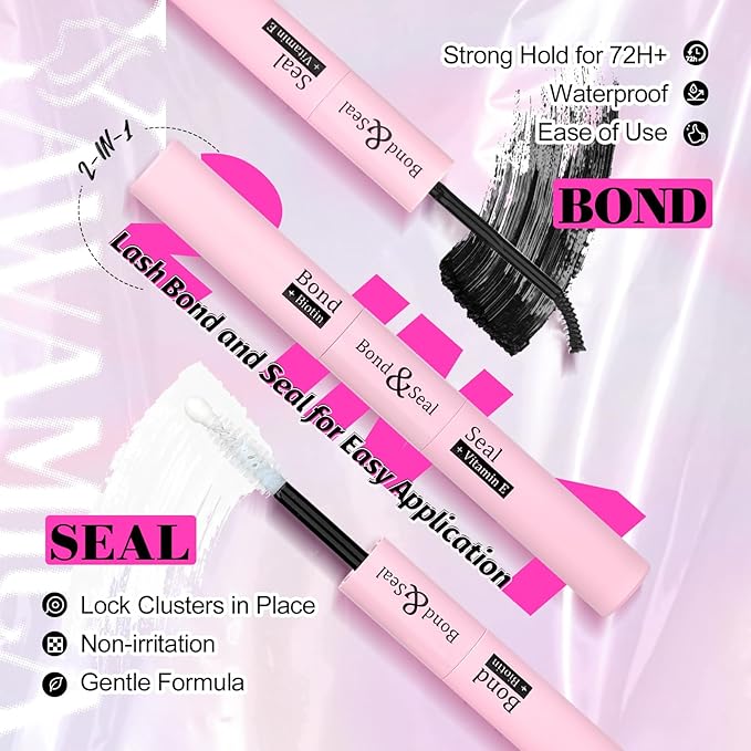 Yawamica Natural Lash Clusters Kit Wispy Eyelash Extension Kit CC Curly Eyelash Clusters Fluttery 10-14mm Individual Lashes with Waterproof Lash Bond and Seal and Lash Tweezers DIY Lash Extension Kit