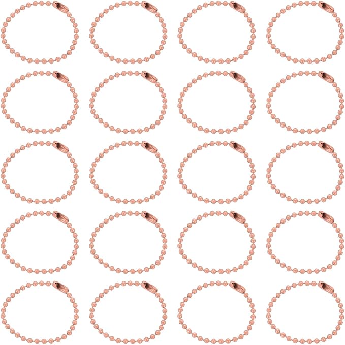 MECCANIXITY 30Pcs 5 Inch Ball Bead Chain, Metal Ball Chain with Connectors for Keychain Hanging Ornament Tag Jewelry Necklace Christmas Decoration,Light Pink