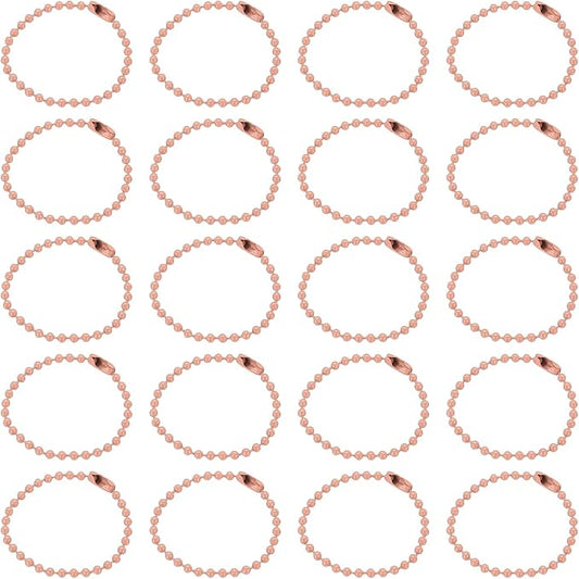 MECCANIXITY 30Pcs 5 Inch Ball Bead Chain, Metal Ball Chain with Connectors for Keychain Hanging Ornament Tag Jewelry Necklace Christmas Decoration,Light Pink