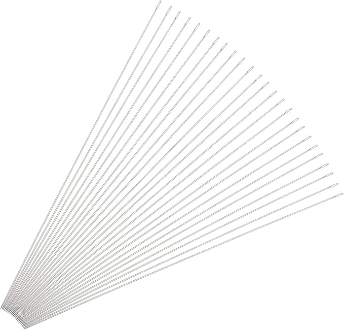 uxcell 25Pcs Beading Needles Fine Thin Long Straight Sewing Embroidery Threads Stainless Steel 4.72 Inch 0.55mm Wire Diameter